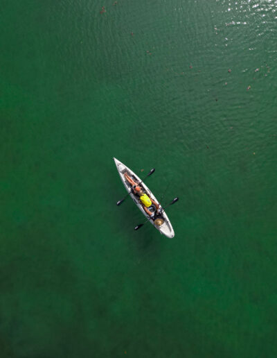 Drone footage of a canoe in the mangroves on Isla San José in Baja, Mexico